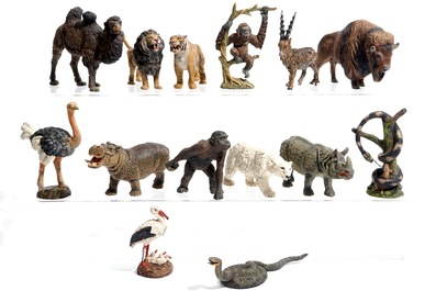 A collection of German elastolin and lineol animal toy figures, Hausser, 1st half 20th C.