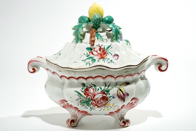 A French faience de l'Est tureen and cover on stand, 19th C.