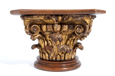 A gilt carved oak capital, 18th C.