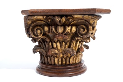 A gilt carved oak capital, 18th C.