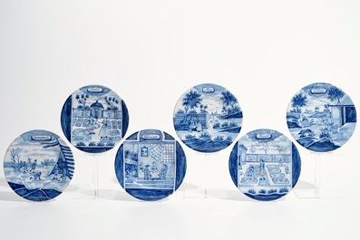 Eleven Dutch Delft blue and white &quot;Month&quot; plates, 19th C.