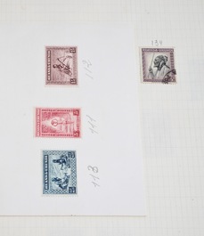 A large collection of stamps and coins, mostly Belgium and Belgian Congo