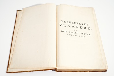 Verheerlykt Vlaandre, Flandria Illustrata, trois t&ocirc;mes en deux volumes, Anthoni Sanderus, 1735