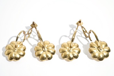Three pairs of brass and bronze wall sconces, 18th C.