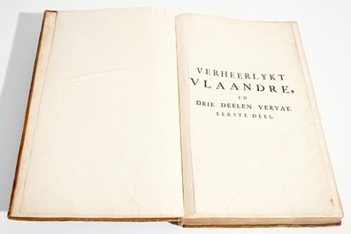 Verheerlykt Vlaandre, Flandria Illustrata, trois t&ocirc;mes en deux volumes, Anthoni Sanderus, 1735