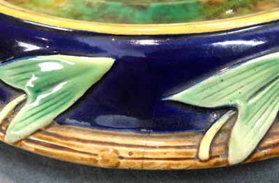 A George Jones Art Nouveau majolica jardiniere on stand, 19th C.