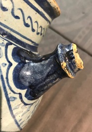 An Antwerp maiolica light blue ground wet drug jar, mid-16th C.
