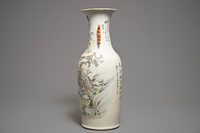 A Chinese qianjiang cai vase, signed Yu Rongsheng, 19/20th C.