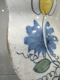 A Dutch Delft polychrome dish with the arms of Orange-Nassau, 2nd half 17th C.