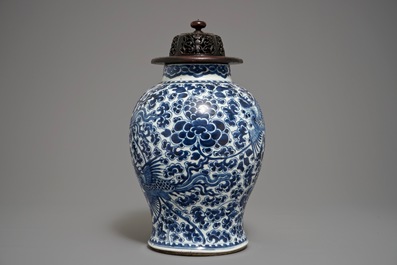 A Chinese blue and white &quot;Phoenix&quot; vase, Kangxi