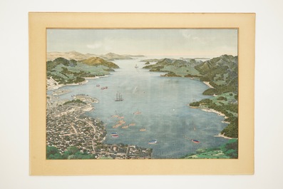 Keiga Kawahara (Japan, 1786-1860), &ldquo;A view on Deshima harbour&rdquo;, gouache on silk