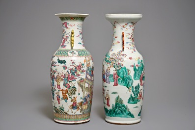 19世纪 粉彩人物大瓷瓶 两件