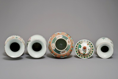 Four Chinese famille rose and verte vases, 19/20th C.