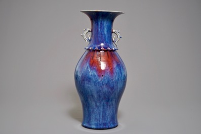 A large Chinese flambe-glazed vase, 19th C.