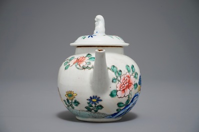 A Chinese famille rose teapot with a duck and a pheasant, Yongzheng