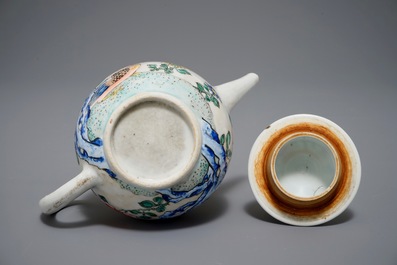 A Chinese famille rose teapot with a duck and a pheasant, Yongzheng