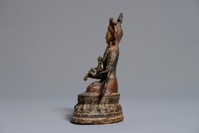 Un Bouddha Vajrasattva en bronze laqu&eacute; et dor&eacute;, Chine, Ming