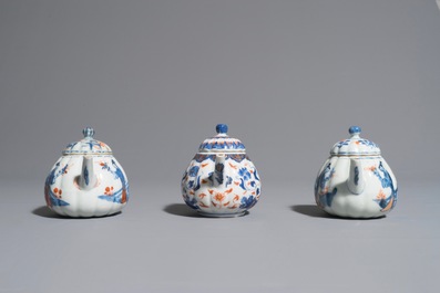 Three Chinese Imari-style teapots and covers, Kangxi