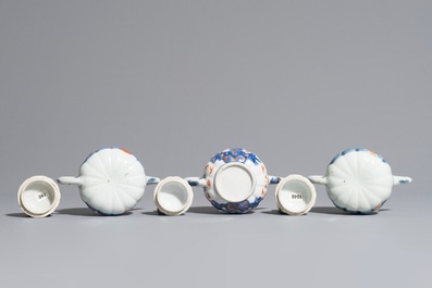 Three Chinese Imari-style teapots and covers, Kangxi