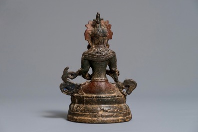 A Chinese lacquered and gilt bronze figure of Buddha Vajrasattva, Ming