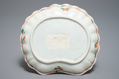 A Chinese shell-shaped famille verte dish, Kangxi