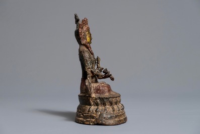 Un Bouddha Vajrasattva en bronze laqu&eacute; et dor&eacute;, Chine, Ming