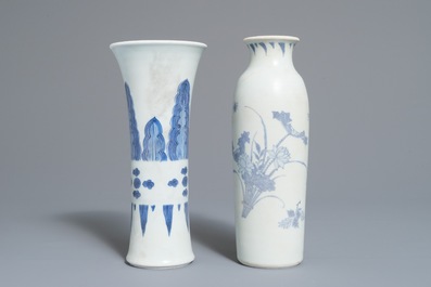 Two Chinese blue and white vases with floral design, Hatcher cargo, Transitional period