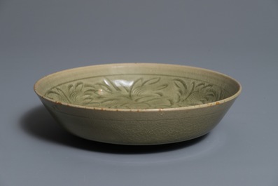 A Chinese carved Yaozhou dish, probably Song