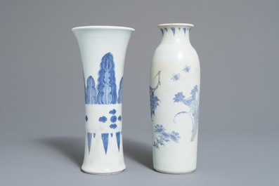 Deux vases du Hatcher cargo en porcelaine de Chine bleu et blanc, &eacute;poque Transition