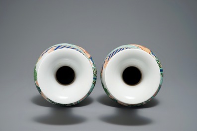 A pair of famille verte style warrior vases, Samson, Paris, 19th C.