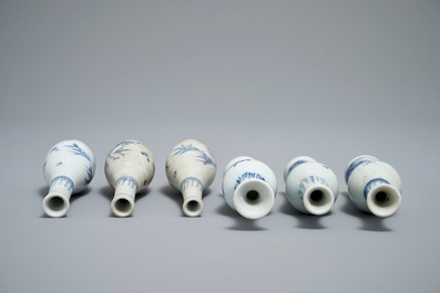 Six Chinese blue and white vases with floral design, Hatcher cargo, Transitional period