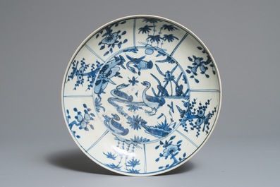 Four Chinese blue and white Swatow dishes, Ming