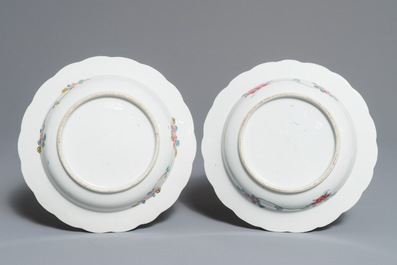 Two Chinese famille rose Long Eliza plates, Yongzheng