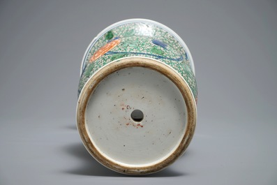 A Chinese famille verte yenyen vase with floral design, Kangxi