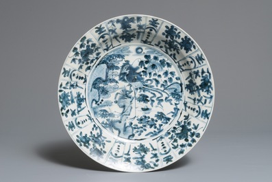 Four Chinese blue and white Swatow dishes, Ming