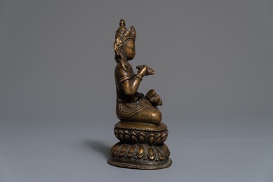 A Chinese bronze figure of Buddha Vajrasattva, 19th C.