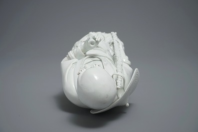 Un mod&egrave;le de Damo en porcelaine blanc de Chine de Dehua, marque de Boji yuren, 19&egrave;me