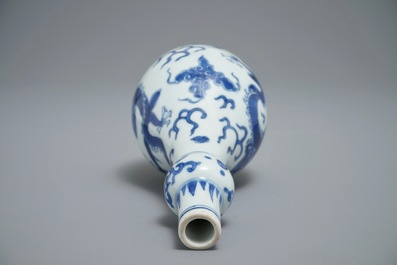 A Chinese blue and white 'dragon' vase, Transitional period