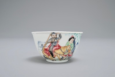 A Chinese famille rose &lsquo;Don Quixote' teabowl, Qianlong