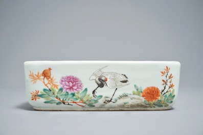 A rectangular Chinese qianjiang cai jardini&egrave;re, 19/20th C.