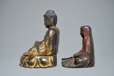 Two lacquered and gilt wood votive figures, Korea, 19th C.