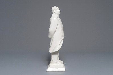A tall Chinese figure of Mao Zedong standing on an inscribed base, marked, 2nd half 20th C.