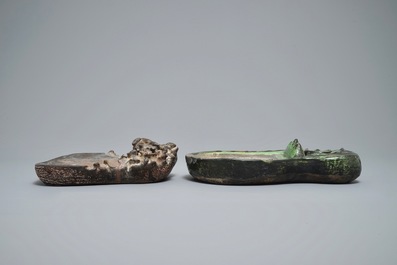 Two large Chinese Duan ink stones, 19/20th C.