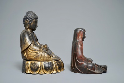Two lacquered and gilt wood votive figures, Korea, 19th C.