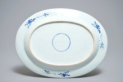 A Chinese powder blue tureen and cover on stand, 19th C.