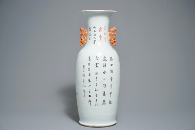 A fine Chinese qianjiang cai vase with figures in a landscape, 19/20th C.