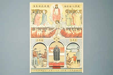 Nine large lithographs by catholic missionaries or Jesuits in China, 19/20th C.