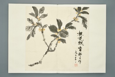 A Chinese album with paintings of blossoming branches, 20th C.