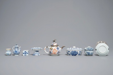 Un lot vari&eacute; en porcelaine de Chine bleu et blanc et de style Imari, 18&egrave;me