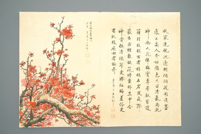 Een groot Chinees album met aquarellen en kalligrafie, 19/20e eeuw
